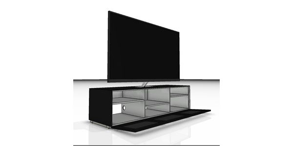 TV Möbel Sonorous EX30-TC-BLK-BLK-2-A Schwarzglas/ Stofffront