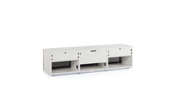 TV Möbel Sonorous lowboard Studio sta160t-wht-blk-bs, Weiss-Schwarz Stoffbezug / Ideal für Integration von Center-Lautsprecher