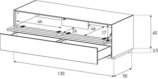 Sonorous Elements TV Möbel, EX12-TD-2 Stofffront Akustik / Schublade