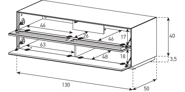 Sonorous Elements Design TV Möbel,EX12-TF-2 Stofffront+Klappe  breite: 130 cm, Beliebig Ausbaubar
