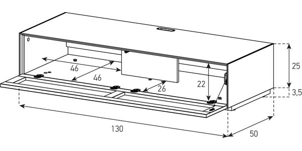 TV Lowboard Sonorous Elements EX15-TS-2, Stoff-front, h=28.5 cm