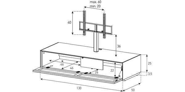 Sonorous Elements TV Möbel EX16-TS-2 mit halterung, akustik stoff-klappe