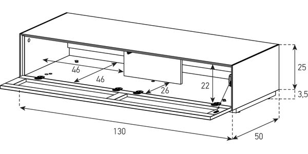 TV Lowboard Sonorous Elements EX17-TS-2, Stoff-front, h=28.5 cm