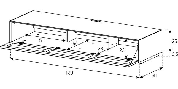 TV Lowboard Sonorous Elements EX35-TS-2, Stoff-front, h=28.5 cm