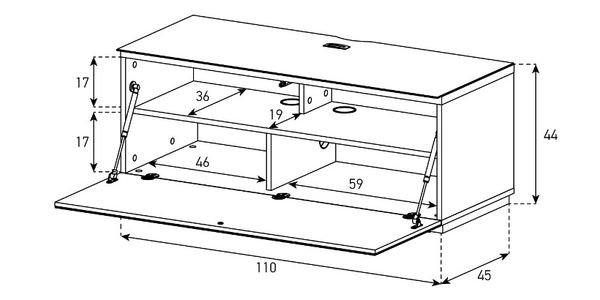 TV Möbel Sonorous Lowboard Studio st110f-blk-blk-bs, Schwarzglas, Klappe