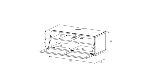 TV Möbel Sonorous Lowboard Studio STA130T-BLK-BLK-BS, Schwarz Stoffbezug / für Integration von Soundbar