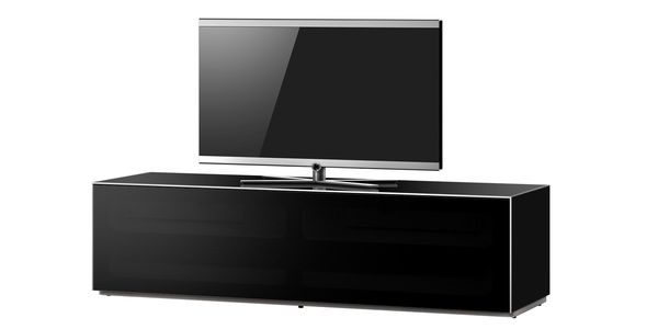 TV Möbel Sonorous EX30-TC-BLK-BLK-2-A Schwarzglas/ Stofffront