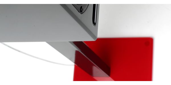 Norstone Lautsprecherständer Esse Schwarzhochglanz/Rotglas, paar