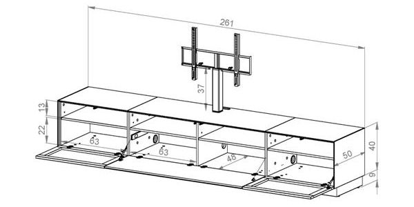 TV Möbel Sonorous Lowboard EX260-grp/blk-f/t