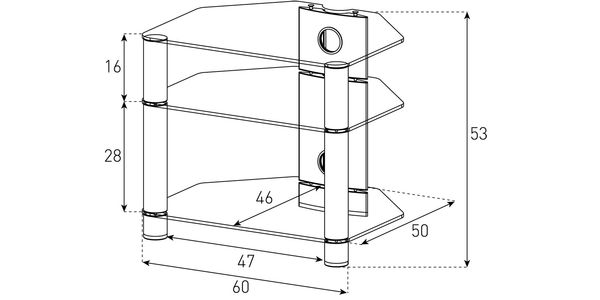 Sonorous HiFi Rack RX2130-B-BLK mit kabelkanal schwarzglas