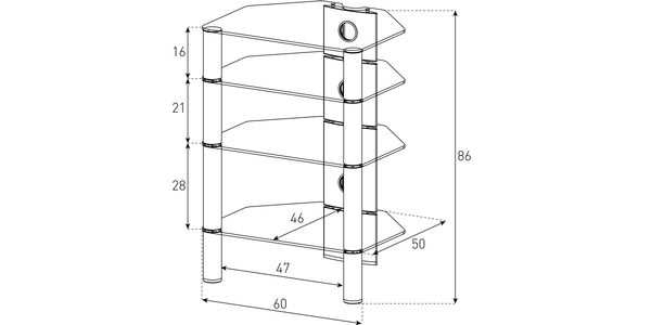 Sonorous HiFi Rack rx2140-b-slv mit kabelkanal schwarzglas