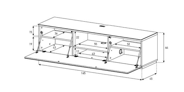 TV Möbel Sonorous Studio sta160i-blk-blk-bs, IR freundliches Schwarzglas