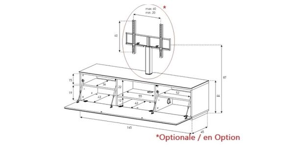 TV Möbel Sonorous Studio sta160i-blk-blk-bs, IR freundliches Schwarzglas