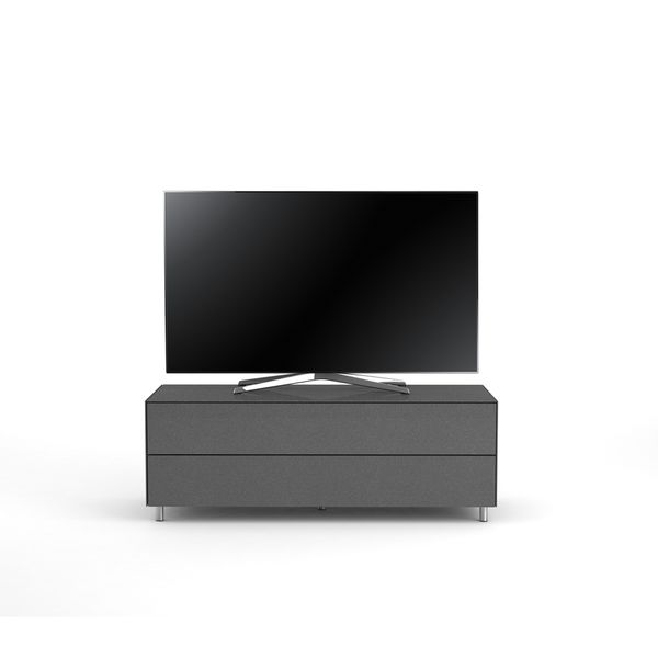 TV Möbel Lowboard 130 cm Epure SINGLE TIDY L Glitzernder Graphitglas