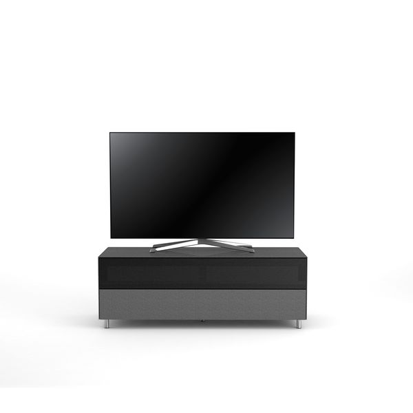 TV Möbel Lowboard 130 cm Epure SINGLE SOUND L Glitzernder Graphitglas