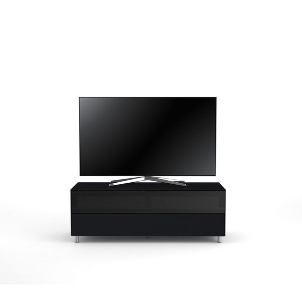 TV Möbel Lowboard 130 cm Epure SINGLE SOUND L Schwarzglas Satiniertes