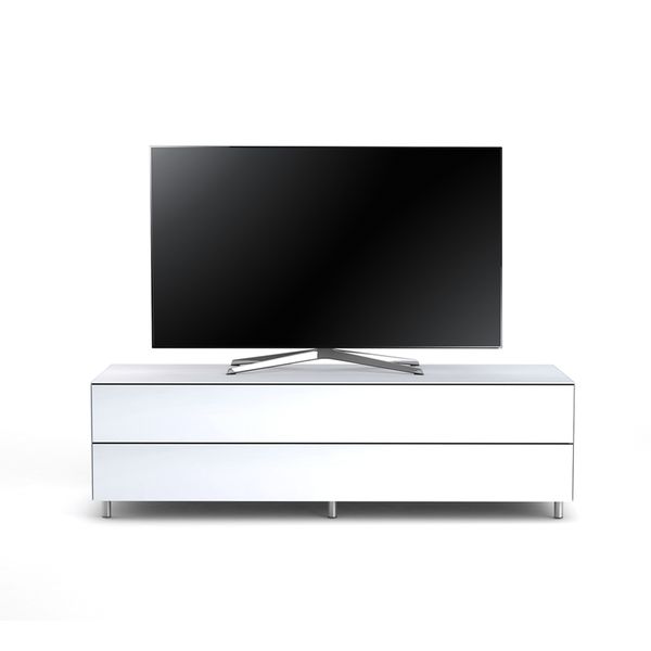 TV Möbel Lowboard 160 cm Epure SINGLE TIDY XL Weissglas Satiniertes