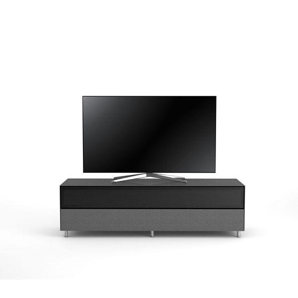 TV Möbel Lowboard 160 cm Epure SINGLE SOUND XL Glitzernder Graphitglas