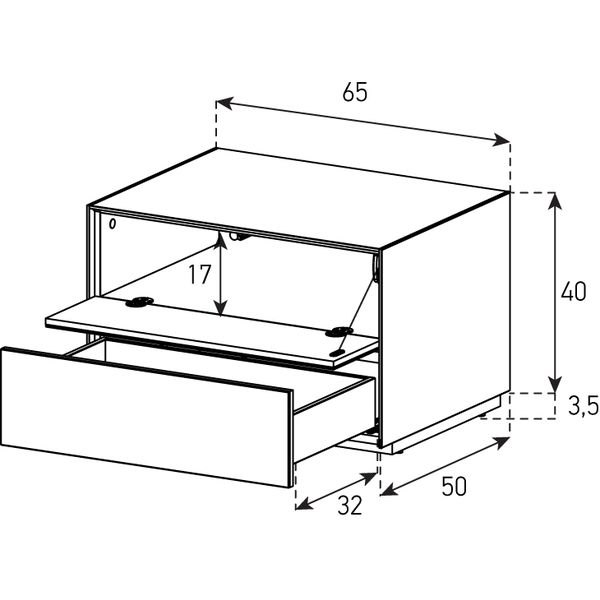 Sonorous Elements Design TV Möbel,EX20-FD-2 Klappe / Schublade  breite: 65 cm